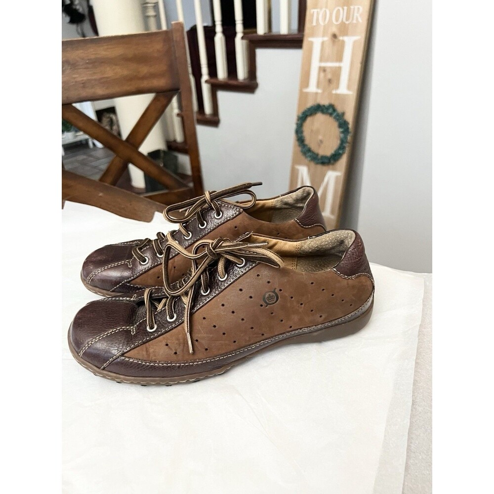 Born Women's Hawkeye Leather Lace-Up Shoes Brown Comfort Walking Casual Sz 8.5